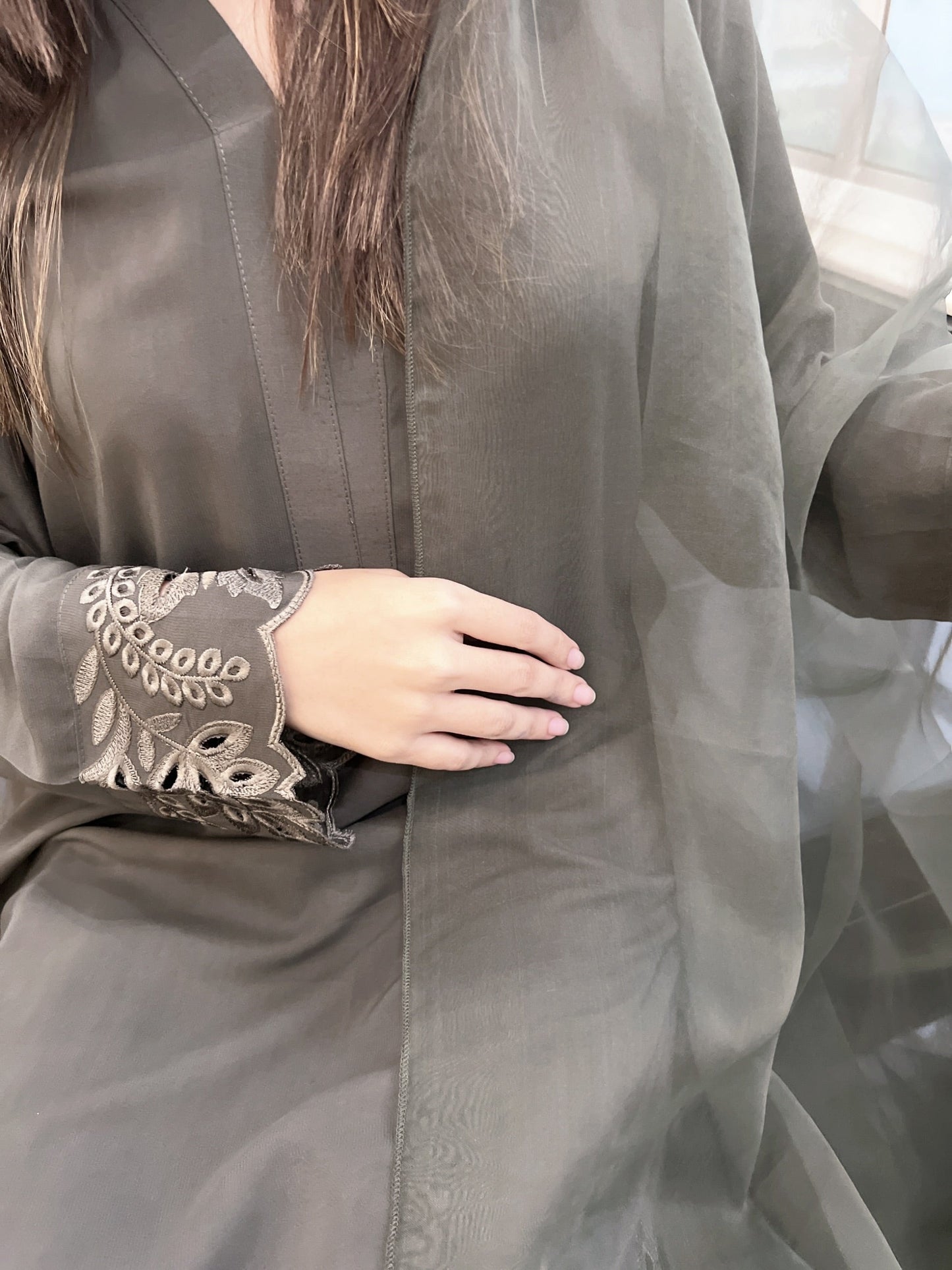 Elegant Olive Green - Embroidered 3-Piece Suit