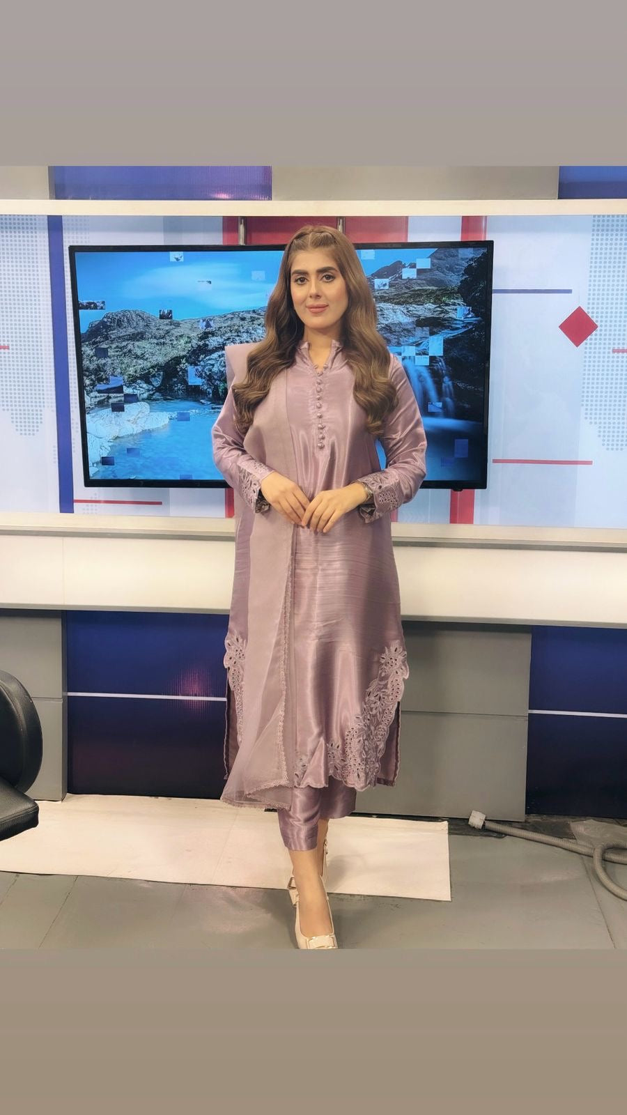 Elegant Lilac Embroidered 3-Piece Suit