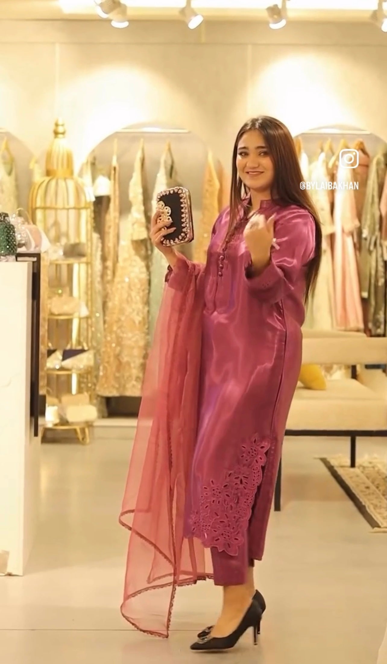 Fuchsia Pink - Embroidered 3-Piece Suit