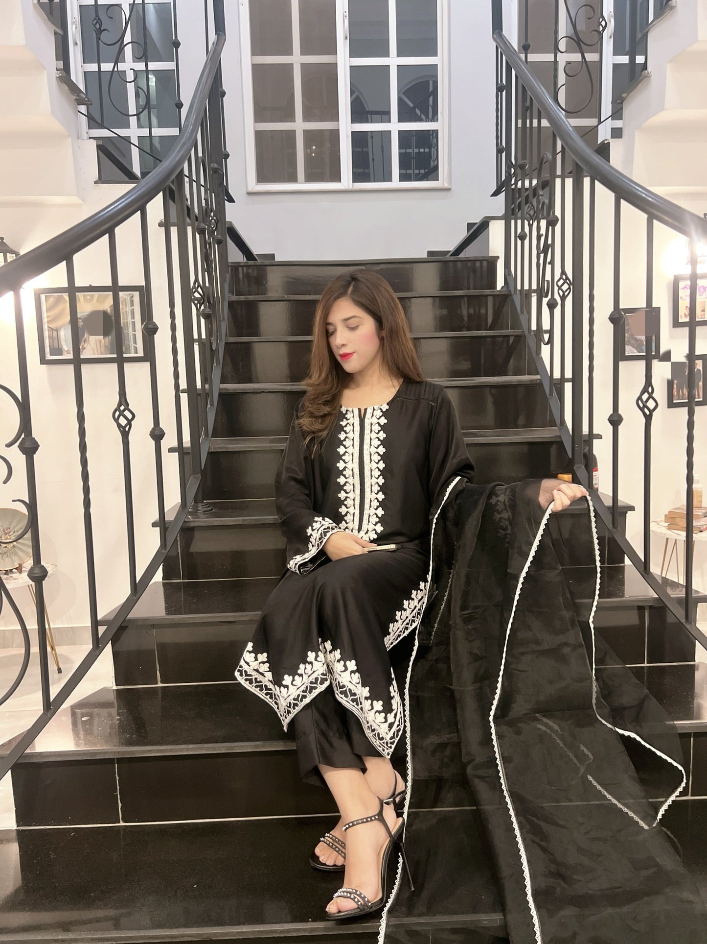 Classic Black - Embroidered 3-Piece Suit