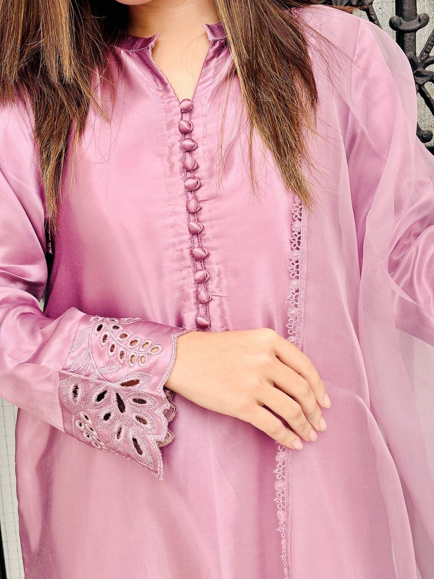 Elegant Lilac Embroidered 3-Piece Suit
