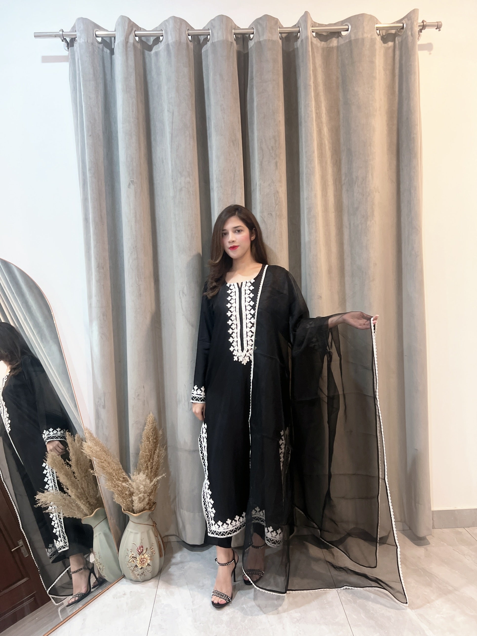 Classic Black -  Embroidered 3-Piece Suit