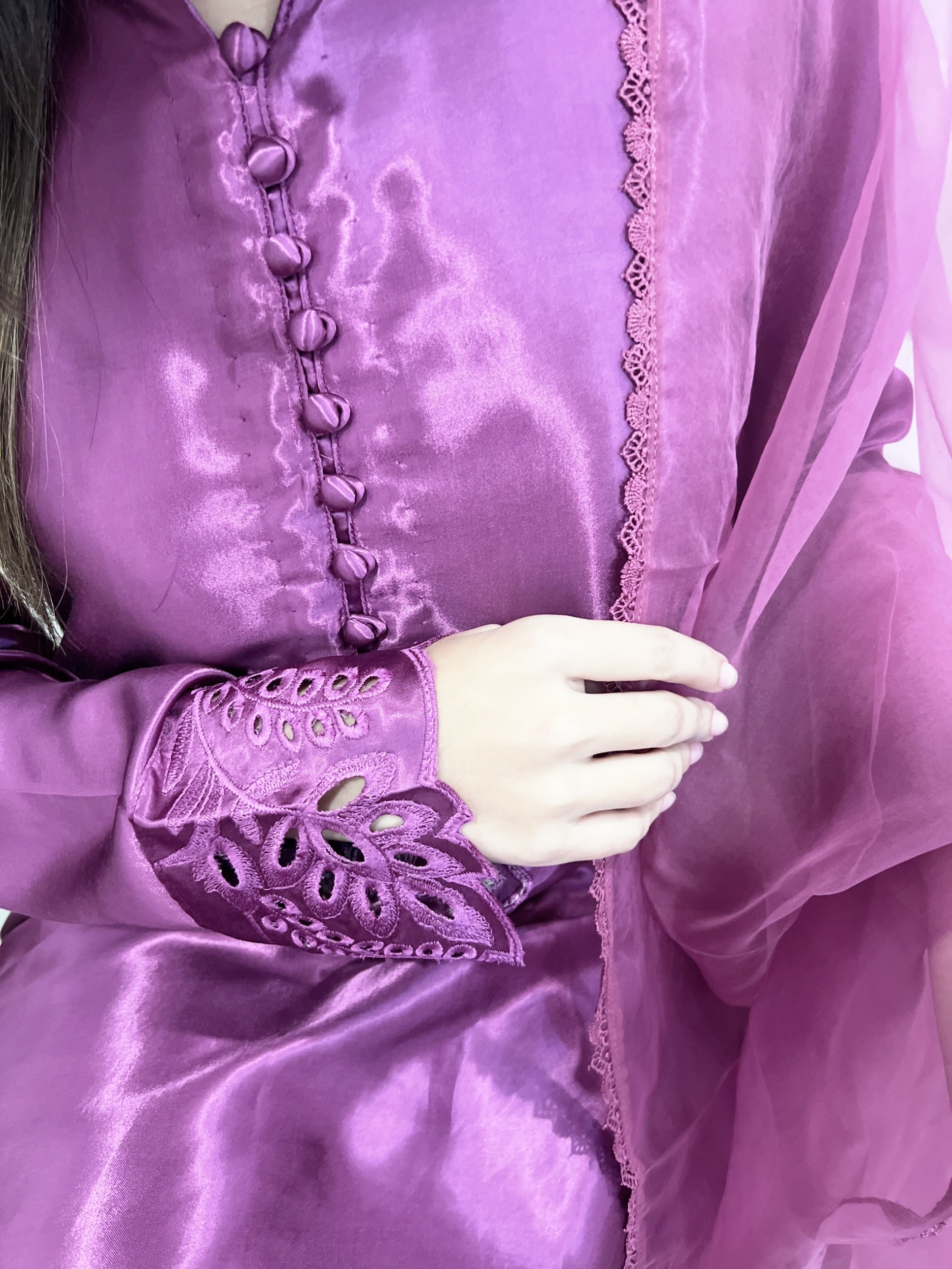 Fuchsia Pink - Embroidered 3-Piece Suit