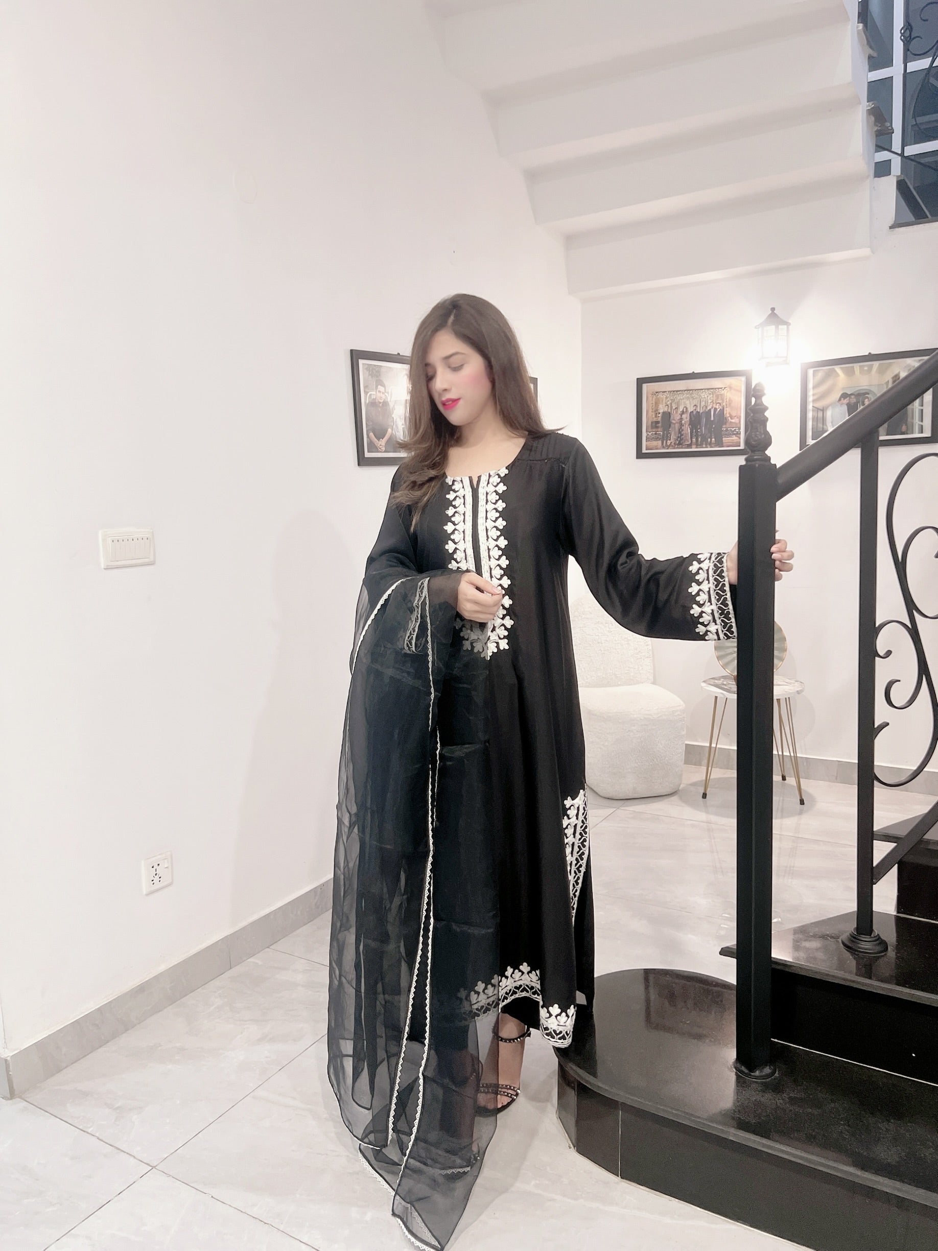 Classic Black -  Embroidered 3-Piece Suit